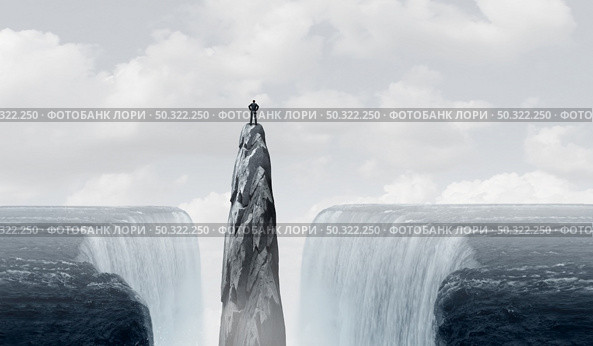Feeling isolated and trapped or isolation concept as a businessman alone representing depression and feelings of anxiety and worry in a 3D illustration style. Стоковое фото, агентство Ingram Publishing / Фотобанк Лори