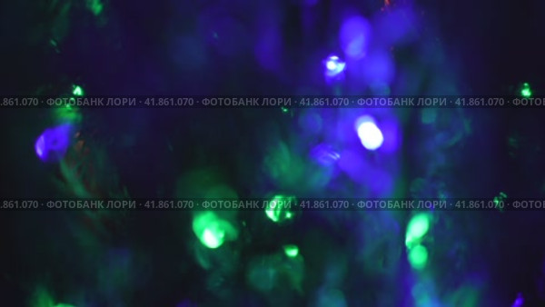 Festive video. Holidays composition. Flashing red and blue lights. Colorful Miracle Christmas. Concepts of Christmas Eve and home party. Стоковое видео, видеограф YuryKara / Фотобанк Лори