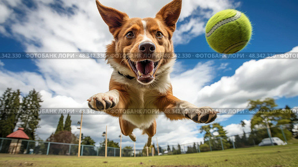 fetch red heeler ai generated. Стоковое AI-изображение, AI-художник Vectorwin / Фотобанк Лори
