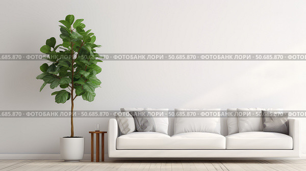 fiddleleaf livingroom plant ai generated. Стоковое AI-изображение, AI-художник Vectorwin / Фотобанк Лори