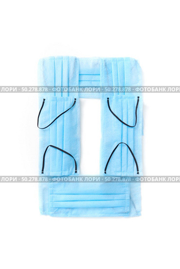 Figure 0, zero handmade from medical antibacterial protective blue face masks on a white background, copy space. Creative typeface for making up new numerical information.. Number zero made from protective medical masks on a white background. Стоковое фото, агентство Ingram Publishing / Фотобанк Лори