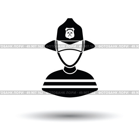 Fireman icon. White background with shadow design. Vector illustration. Стоковая иллюстрация, агентство Ingram Publishing / Фотобанк Лори