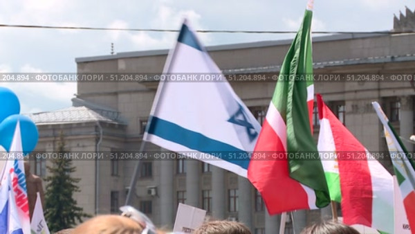 flag of Israel at the Bottom of Russia in Kirov. Стоковое видео, видеограф Алексей Сергеев / Фотобанк Лори