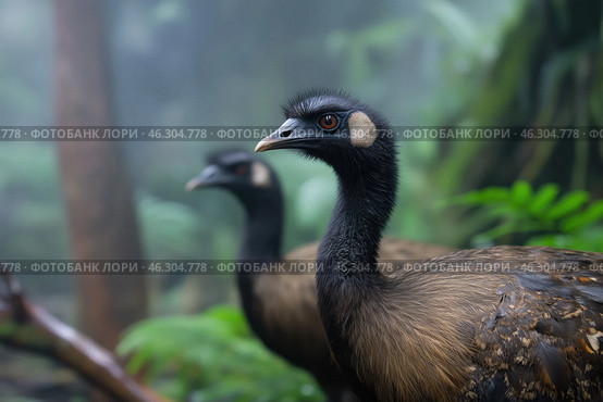 Flightless bird in rainforest, concept of rare and endangered species. Стоковое AI-изображение, AI-художник Евгений Харитонов / Фотобанк Лори