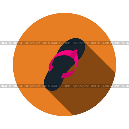 Flip Flop Icon. Flat Circle Stencil Design With Long Shadow. Vector Illustration. Стоковая иллюстрация, агентство Ingram Publishing / Фотобанк Лори