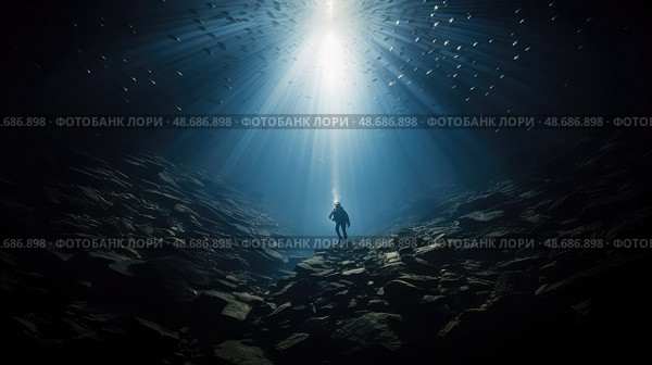 fluorescence light underwater ai generated. Стоковое AI-изображение, AI-художник Vectorwin / Фотобанк Лори