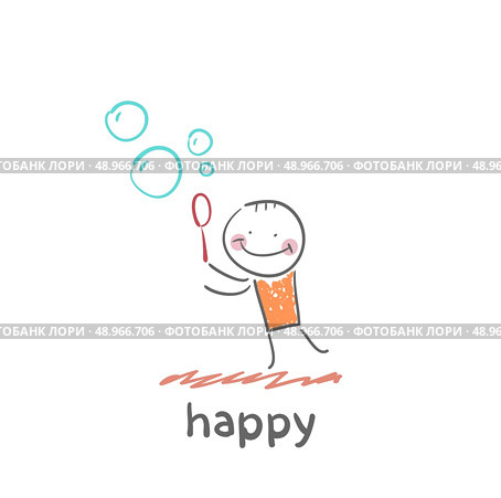 Foam - vector soap bubbles (eps10). Fun cartoon style illustration. The situation of life. Стоковая иллюстрация, агентство Ingram Publishing / Фотобанк Лори