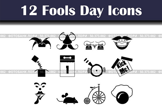 Fools Day Icon Set. Fully editable vector illustration. Text expanded. Стоковая иллюстрация, агентство Ingram Publishing / Фотобанк Лори