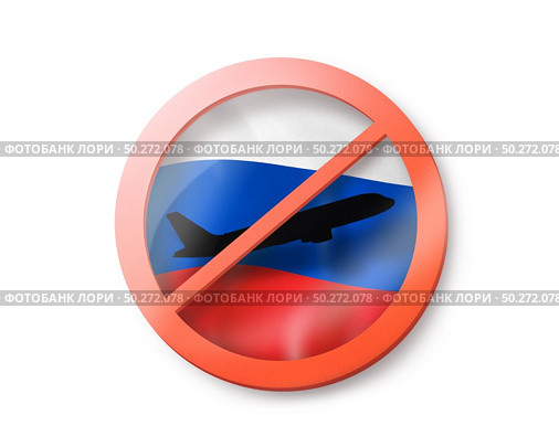 Forbbiden sign with crossed out man on the Russian flag on a white background, copy space. Restriction of entry into Russia. Quarantine concept. 3D illustration. Warning sign with crossed out man on the Russian flag. Стоковое фото, агентство Ingram Publishing / Фотобанк Лори