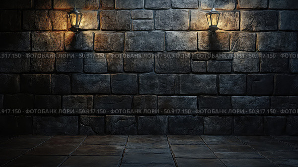 fortress dungeon wall ai generated. Стоковое AI-изображение, AI-художник Vectorwin / Фотобанк Лори