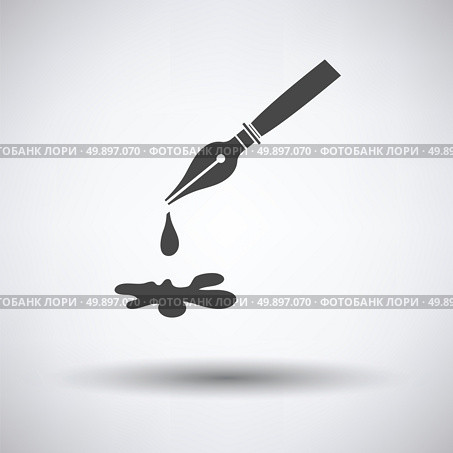 Fountain pen with blot icon on gray background, round shadow. Vector illustration. Стоковая иллюстрация, агентство Ingram Publishing / Фотобанк Лори