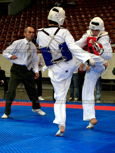 Фрагмент боя на Олимпиаде боевых искусств Martial Arts Olympic-2009. Редакционное фото, фотограф Владимир Борисов / Фотобанк Лори