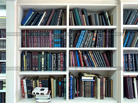 Fragment of the Library in the house of the Lubavitcher Rebbe in Kfar Chabad (2023 год). Редакционное фото, фотограф Irina Opachevsky / Фотобанк Лори