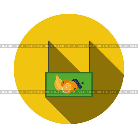 Fruits Market Department Icon. Flat Circle Stencil Design With Long Shadow. Vector Illustration. Стоковая иллюстрация, агентство Ingram Publishing / Фотобанк Лори