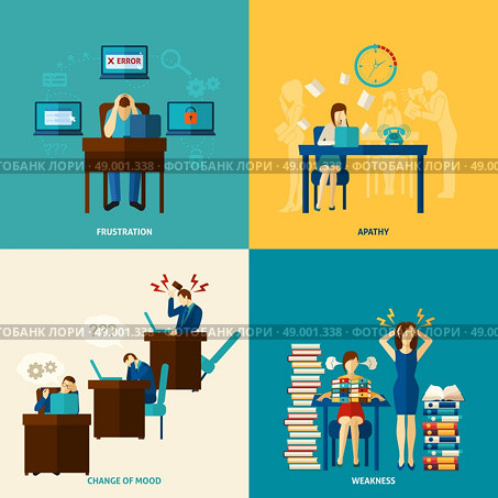 Frustration design concept set with weakness and apathy flat icons isolated vector illustration. Frustration Icons Flat Set. Стоковое фото, агентство Ingram Publishing / Фотобанк Лори