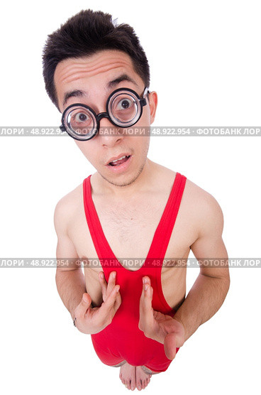 Funny wrestler isolated on white. Стоковое фото, агентство Ingram Publishing / Фотобанк Лори