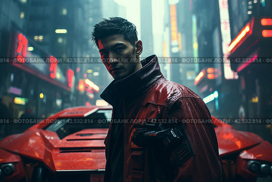 Futuristic Asian man cyberpank. Generate Ai. Стоковое AI-изображение, AI-художник Иван Рябоконь / Фотобанк Лори
