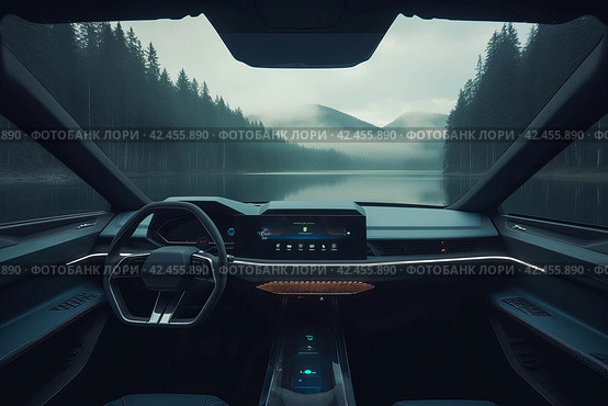 Futuristic car interior. Generate Ai. Стоковое AI-изображение, AI-художник Иван Рябоконь / Фотобанк Лори