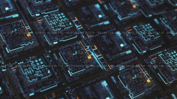 Futuristic circuit board pulsing and glowing. Стоковое видео, видеограф Данил Руденко / Фотобанк Лори