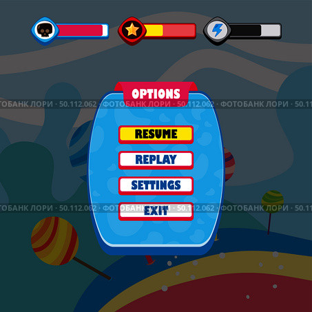 game ui menu application mobile app vector art. game ui menu application mobile app. Стоковая иллюстрация, агентство Ingram Publishing / Фотобанк Лори