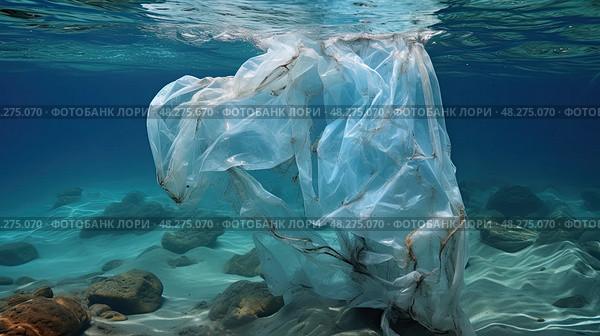 gare blue plastic bag ai generated. Стоковое AI-изображение, AI-художник Vectorwin / Фотобанк Лори