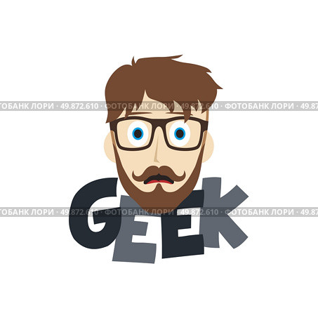 geek male cartoon theme vector art illustration. geek boy. Стоковая иллюстрация, агентство Ingram Publishing / Фотобанк Лори