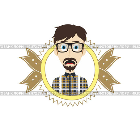 geek male cartoon theme vector art illustration. geek retro guy. Стоковая иллюстрация, агентство Ingram Publishing / Фотобанк Лори
