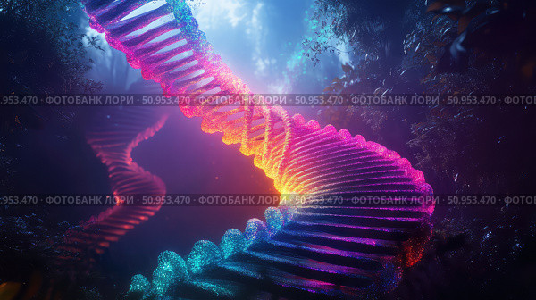 genetics fading DNA double helix ai generated. Стоковое AI-изображение, AI-художник Vectorwin / Фотобанк Лори