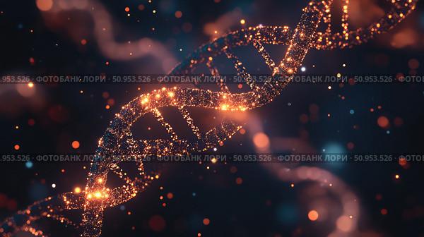 genome merging DNA double helix ai generated. Стоковое AI-изображение, AI-художник Vectorwin / Фотобанк Лори