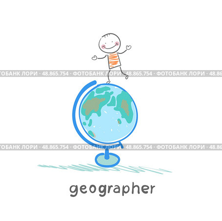 geographer is on the globe. Стоковая иллюстрация, агентство Ingram Publishing / Фотобанк Лори
