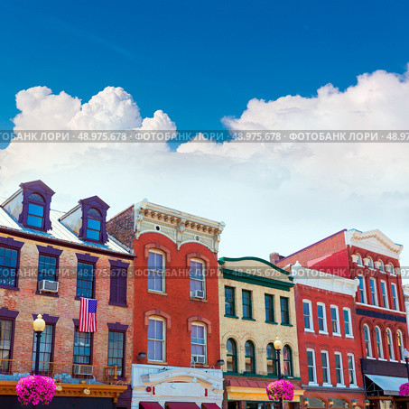 Georgetown historical district townhouses facades Washington DC in USA. Стоковое фото, агентство Ingram Publishing / Фотобанк Лори