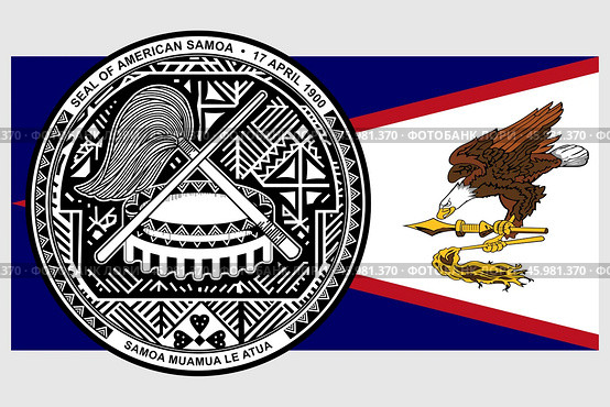Герб и флаг Американского Самоа. The coat of arms of American Samoa. Flag. Редакционная иллюстрация, иллюстратор Гербы Флаги / Фотобанк Лори