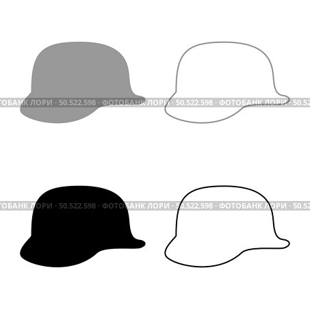 German helmet of World War two 2 stahlhelm ww2 set icon grey black color vector illustration image simple solid fill outline contour line thin flat style. German helmet of World War two 2 stahlhelm ww2 set icon grey black color vector illustration image solid fill outline contour line thin flat style. Стоковая иллюстрация, агентство Ingram Publishing / Фотобанк Лори