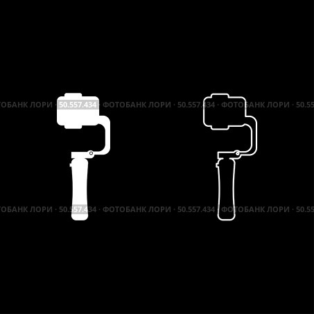 Gimbal mobile stabilizer for smartphone camera cell phone steady cam set icon white color vector illustration image simple solid fill outline contour line thin flat style. Gimbal mobile stabilizer for smartphone camera cell phone steady cam set icon white color vector illustration image solid fill outline contour line thin flat style. Стоковая иллюстрация, агентство Ingram Publishing / Фотобанк Лори
