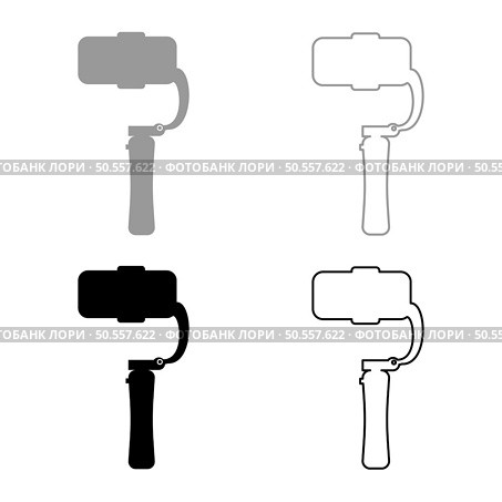 Gimbal mobile stabilizer for smartphone camera cell phone steady cam set icon grey black color vector illustration image simple solid fill outline contour line thin flat style. Gimbal mobile stabilizer for smartphone camera cell phone steady cam set icon grey black color vector illustration image solid fill outline contour line thin flat style. Стоковая иллюстрация, агентство Ingram Publishing / Фотобанк Лори