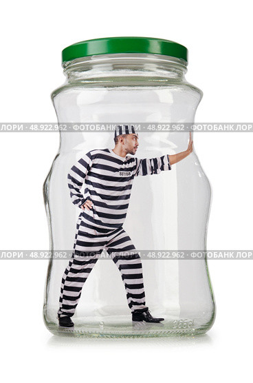 Glass empty jar isolated on white. Стоковое фото, агентство Ingram Publishing / Фотобанк Лори