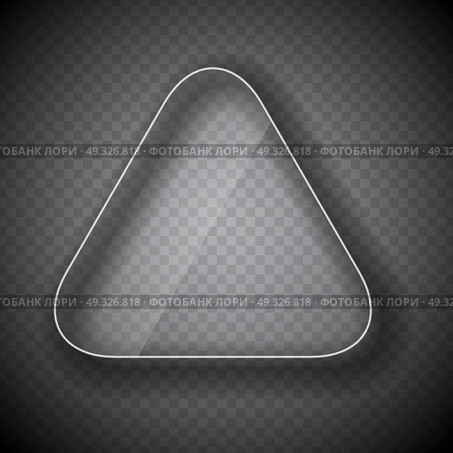 Glass Frame, Triangle  Button on Checkered  Abstract Transparent Background. Vector Illustration. EPS10. Glass Frame, Triangle  Button on Checkered  Abstract Transparent. Стоковая иллюстрация, агентство Ingram Publishing / Фотобанк Лори