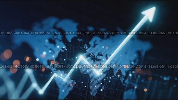 Global market trends analysis illustrating growth patterns in various regions with data visualizations. Стоковое AI-видео, аниматор Сергей Толмачёв / Фотобанк Лори