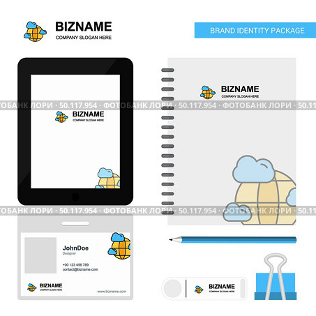 Globe  Business Logo, Tab App, Diary PVC Employee Card and USB Brand Stationary Package Design Vector Template. Стоковая иллюстрация, агентство Ingram Publishing / Фотобанк Лори