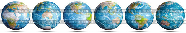 Globe planet Earth set. Elements of this image furnished by NASA. 3d rendering. Globe planet Earth set. Стоковое фото, агентство Ingram Publishing / Фотобанк Лори