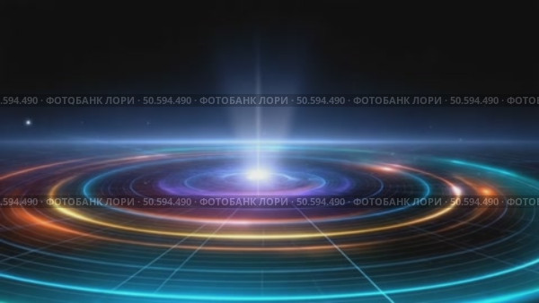Glowing futuristic concentric circles expanding in space. Стоковое AI-видео, аниматор Юрий Поздников / Фотобанк Лори