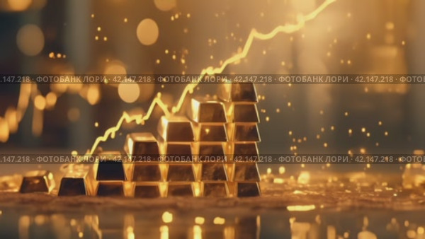 Gold bars in a pyramid arrangement catch fire, surging prices in a volatile market. Rising gold prices, concept of inflation. Стоковое AI-видео, аниматор Ольга Сухарева / Фотобанк Лори