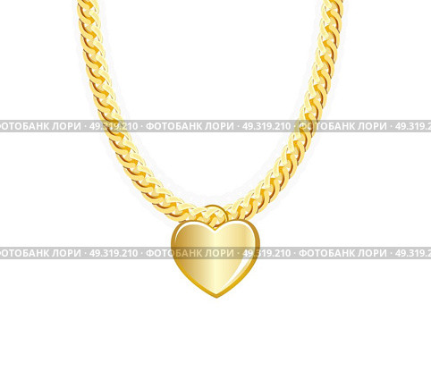 Gold Chain Jewelry Whith Heart. Vector Illustration. EPS10. Gold Chain Jewelry Whith Heart. Vector Illustration. Стоковая иллюстрация, агентство Ingram Publishing / Фотобанк Лори