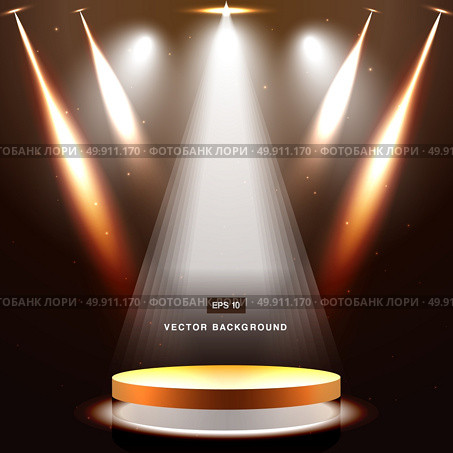 gold stage with spotlight and star on brown background vector. Стоковая иллюстрация, агентство Ingram Publishing / Фотобанк Лори