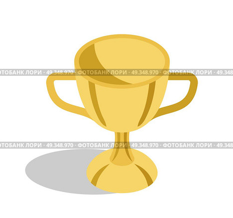 Gold Trophy Cup for Great Educational Achievements. Gold shiny trophy cup with two handles for great educational achievements isolated cartoon vector illustration on white background. Стоковая иллюстрация, агентство Ingram Publishing / Фотобанк Лори