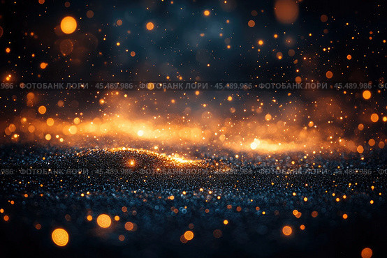 Golden sparkling. Confetti highlights. Iridescent surface with strobe disco effect. Variable dark background with spectral speckle dispersion. Стоковое AI-изображение, AI-художник Ирина Михайличенко / Фотобанк Лори