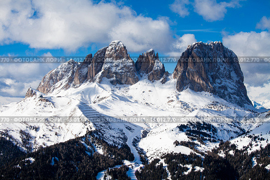 Горный пейзаж, Langkofel, Val di Fassa, Италия. Стоковое фото, фотограф Донцов Евгений Викторович / Фотобанк Лори