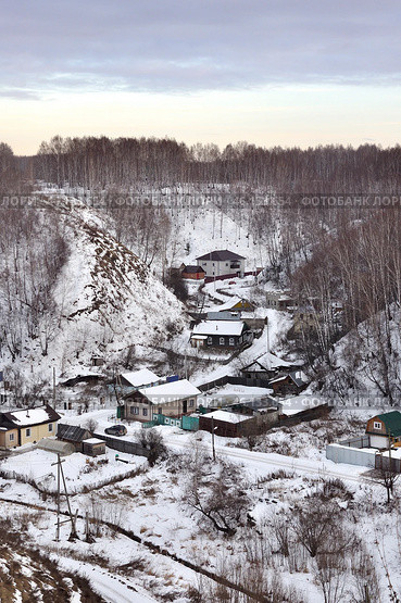 Город Тобольск. Дома в овраге  зимой. Улица Вершина (2015 год). Стоковое фото, фотограф Александр Тараканов / Фотобанк Лори