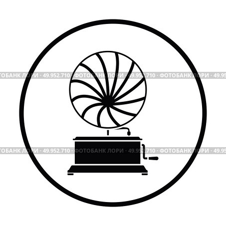Gramophone icon. Thin circle design. Vector illustration. Стоковое фото, агентство Ingram Publishing / Фотобанк Лори