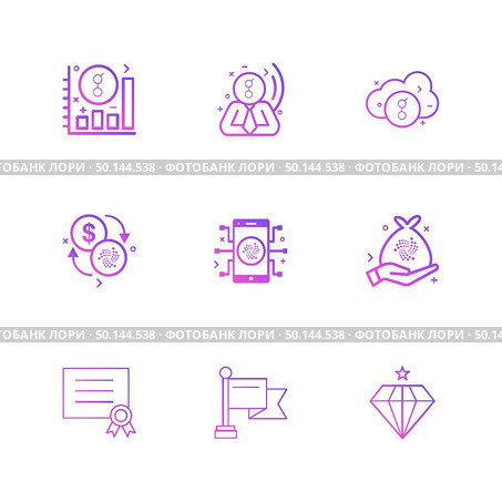 graph , golem , crypto currency , cloud , diamond , jwel , certificate , flag , mobile , icon, vector, design,  flat,  collection, style, creative,  icons. Стоковая иллюстрация, агентство Ingram Publishing / Фотобанк Лори